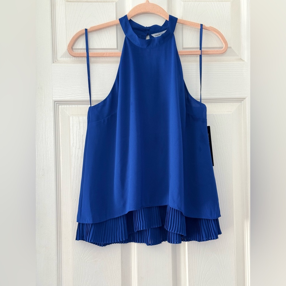 NWT naked zebra high low blue halter top small